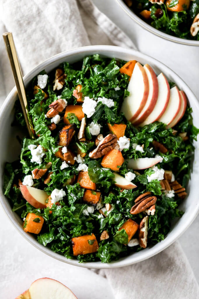 Healthy Massaged Kale Salad with Roasted Butternut Squash and Balsamic: Jessi's Kitchen