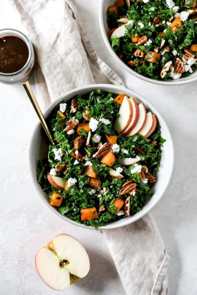Healthy Massaged Kale Salad with Roasted Butternut Squash and Balsamic: Jessi's Kitchen