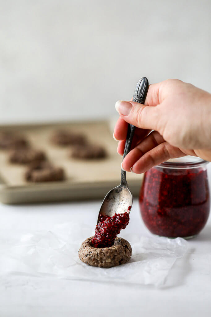 Gluten-free Chocolate Raspberry Thumbprint Cookies: Jessi's Kitchen