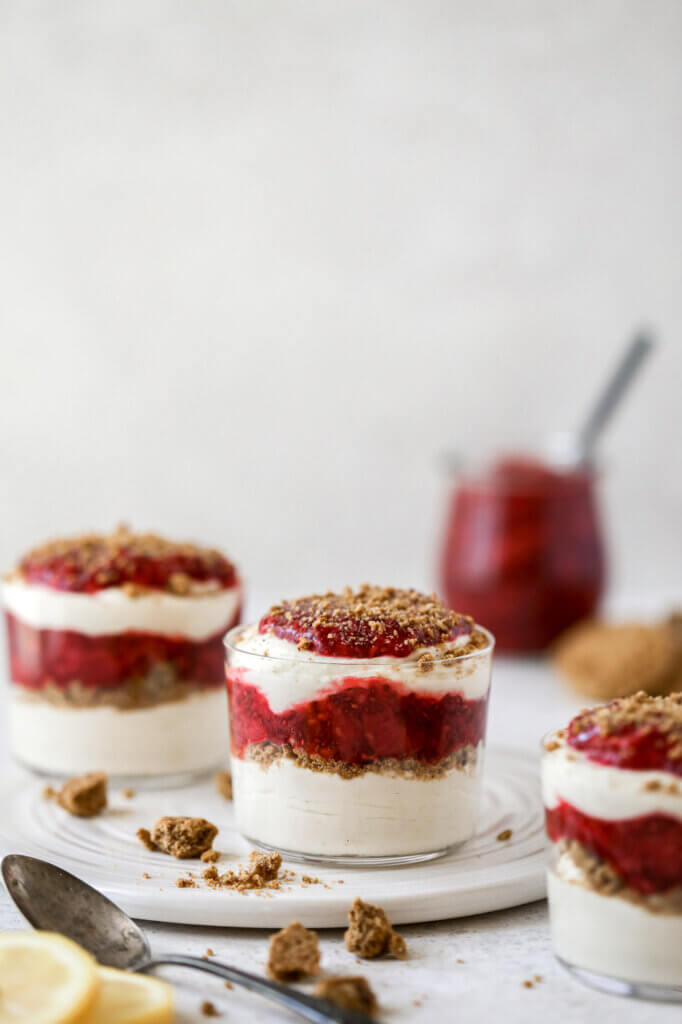 Individual cups with Vegan Lemon Mousse and Berry sauce: Jessi's Kitchen